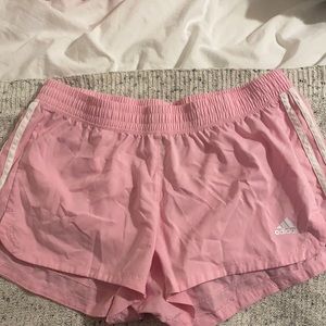 Pink Adidas Stripe Athletic Shorts